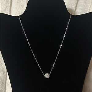 Elegant Silver Necklace with Crystal Pendant 16”